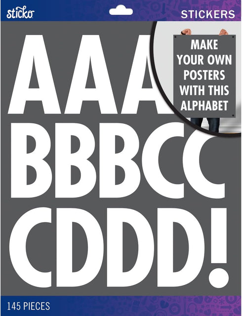 Sticko Alphabet Stickers, Regular X-Large, White Futura...