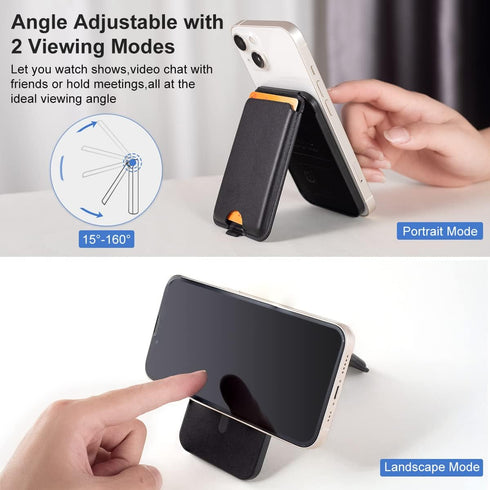 Magnetic Leather Phone Wallet Holder for iPhone,Compatible with iPhone MagSafe Wallet Stand for iPhone 14/13/12 Series with Magsafe or Phones with...