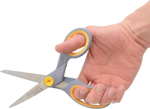 Westcott 8-Inch Titanium-Bonded Scissors with Adjustable Glide Feature for Office and Home - Gray/Yellow...