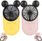 Cute Personal Mini Fan, Handheld & Portable USB Rechargeable Fan with Beautiful LED Light, 3 Adjustable Speeds, Portable Holder, for Indoor Or Out...