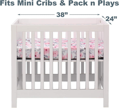 Bedtime Originals Blossom Fitted Mini Crib Sheet - Pink, Gray, White, Floral...