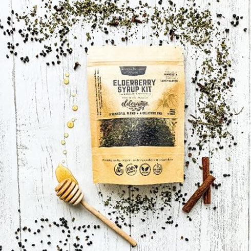 Elderberry Syrup Kit - Allergy Support - Makes Approx. 32oz - Comes with Brewing Bag - Organic Ingredients - Elderberries - Rosehips - Ginger - Ne...