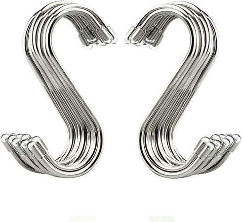 20 Pack 3.4" S Shaped Hooks Stainless Steel Metal Hangers Hanging Hooks for Kitchen, Work Shop, Bathroom, Garden...