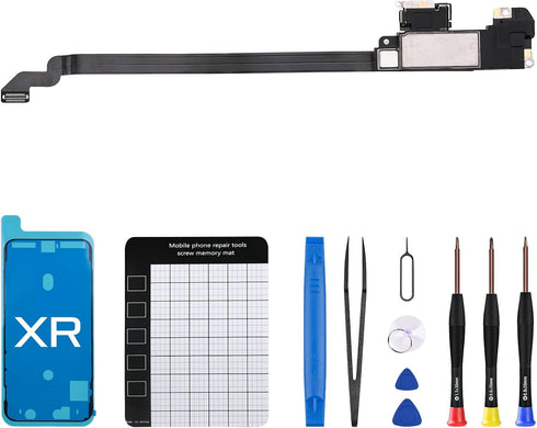 for iPhone XR Earpiece Front Speaker Replacement Repair 6.1" OEM Ear Module with Ambient Light Sensor Proximity Sensor Flex Cable Connector Fix To...