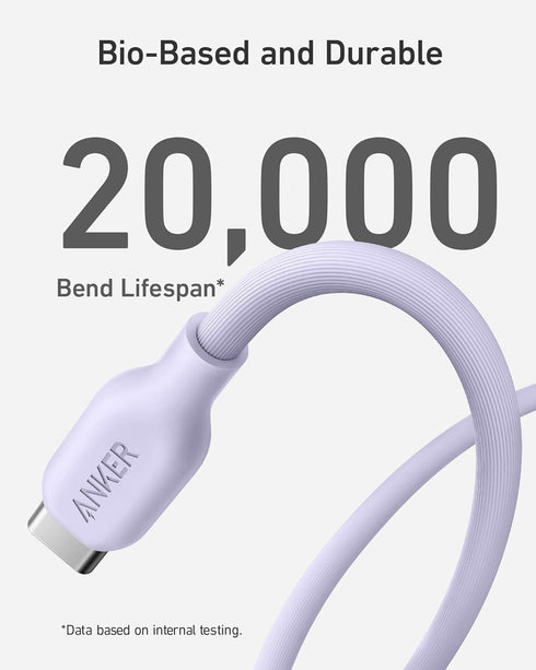 Anker USB-C to Lightning Cable, 541 Cable (Lilac Purple, 3ft), MFi Certified, Bio-Based Fast Charging Cable for iPhone 14 14pro 14pro Max 13 13 Pr...