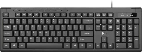 Rii RK907 Ultra-Slim Compact USB Wired Keyboard for Mac and PC,Windows 10/8 / 7 / Vista/XP (Black) (1PCS)...