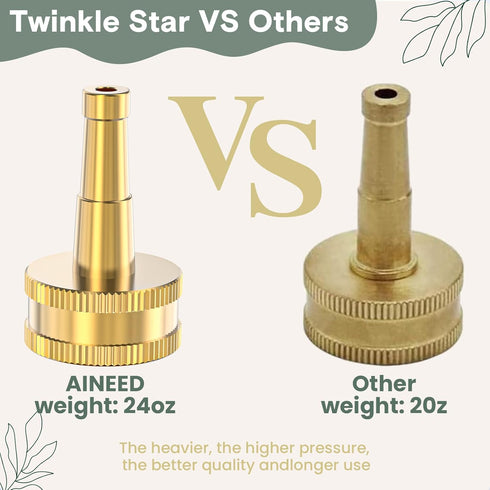 Twinkle Star Brass Hose Nozzle 4 Pack, Jet Nozzle High Pressure Hose Nozzle with Leakproof Shut off Valve, Upgraded Valve Handle, 3/4” GHT Nozzles...