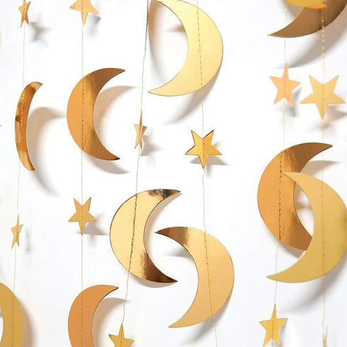 Decor365 Gold Moon Star Garland Ramadan Decorations Hanging Twinkle Little Star Two The Moon Birthday Party Decoration Graduation Decor Starry New...