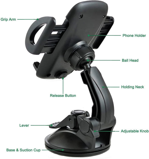 Phone Mount for Car Dash & Windshield, Industrial-Strength Sticky Gel 3" Diameter Suction Cup Car Phone Mount for All Cellphones & More...