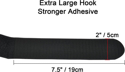 2 x 48 Inch Hook and Loop Cable Tie, 6 Pack Heavy Duty Adjustable Fastening Adhesive Cinch Strap with Plastic D-ring Buckle, Multi-Purpose Reusabl...