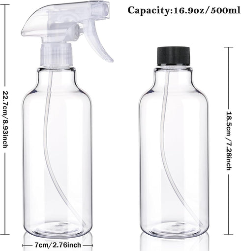 Plastic Spray Bottles Empty Spray Bottle 16.9oz/500ml 2 Pack Heavy Duty Spraying Bottles Mist/Stream Water Bottle for Cleaning Solutions, Essentia...