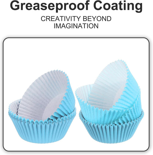 uxcell 100 Pcs Cupcake Liners, Muffins Paper Baking Cups Wrappers Standard Greaseproof for Baking Cupcake Wrapper, Sky Blue...