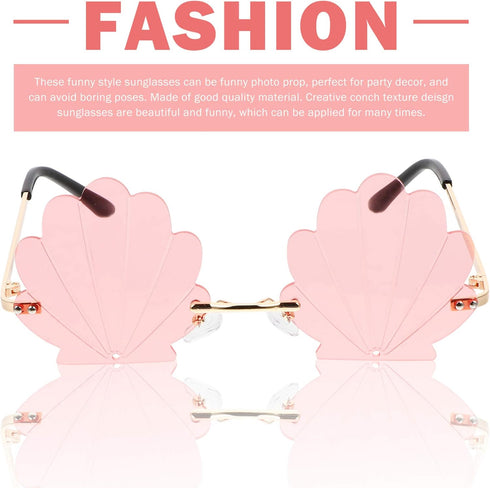 STOBOK Rimless Sunglasses, Seashell Shape Sunglasses Metal Sunglasses Fashion Sunglasses for Photo Props, Party (Yellow)...