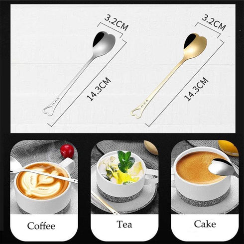 2Pcs Heart Shaped Spoons Love Spoons Stirring Spoon for Coffee,Tea,Ice Cream,Dessert for Mother's Day with Gift Box,LS004-Golden...