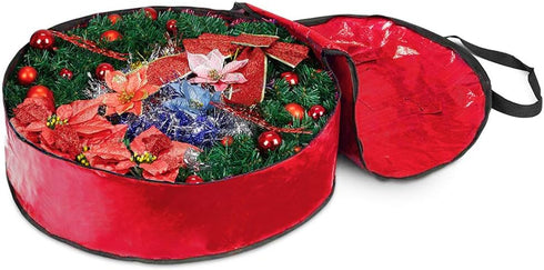 ProPik Christmas Wreath Storage Bag 24" - Garland Holiday Container with Tear Resistant Material - Featuring Heavy Duty Handles and Transparent Ca...