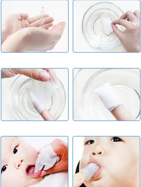 120Pcs Baby Teeth Soft Gauze Finger Clean Oral Hygiene Tongue Milk Stain Cleaning for 0-2 Years Old...