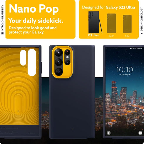 Caseology Nano Pop Silicone Case Accessories Compatible with Samsung Galaxy S22 Ultra Case 5G (2022) - Blueberry Navy...