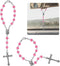 2PCS Pink Rosary Car Rearview Mirror Charms, Interior Pendant Decorations with Medal and Cross, Hanging Accessories for Women and Men (Pink)...