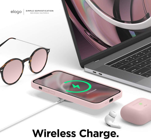 elago Magnetic Silicone Case (Lovely Pink) for iPhone 12/12 Pro, Built-in Magnets, Compatible with MagSafe Accessories, Case...