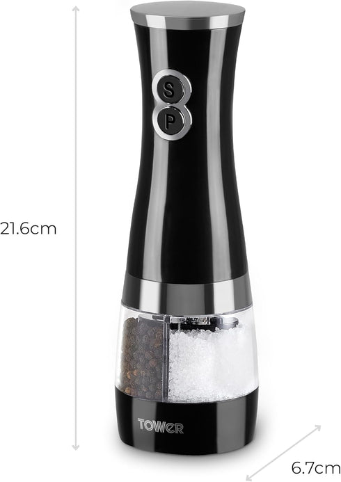 Tower Duo Electric Salt/Pepper Mill, Black...