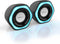 Computer PC Speakers USB Powered 3.5mm AUX Jack Volume Control Ice-Blue LED Light HiFi Stereo Sound Quality Mini Gaming Desktop Monitors Laptops S...