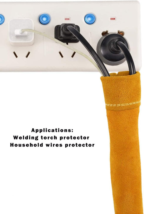 TIG Welding Torch Cable Cover/Sleeves inchzx Flame-Resistant Cowhide Leather Kevlar Stitched,MIG/Plasma Cable Sleeves Tig Cover,137 Inch (Yellow)...
