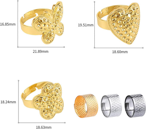 YHCHLHFF 6 Pcs Sewing Thimbles, Thimbles for Hand Sewing Metal Finger Protectors, for Knitting Needlework DIY Tools Quilting Craft Accessories...