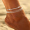 Boho Layered Anklet Rhinestone Beach Ankle Bracelets Silver Foot Chain Jewelry for Women...