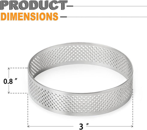 FANGSUN Tart Ring, Perforated Tart Rings for Baking, Stainless Steel Nonstick Round Cake Ring, Metal Pastry Mold for French Dessert, Small Fruit T...