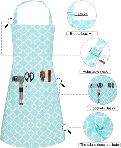 Kitchen Cooking Aprons with 3 Pockets for Men Women - Cotton Adjustable Professional Grade Chef Apron for Kitchen, BBQ & Grill (Light Green)...