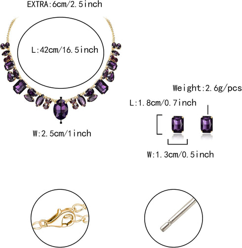 Flyonce Rhinestone Choker Necklace with Stud Earrings, Sparkly Crystal Wedding Party Costume Statement Jewelry Sets for Women...