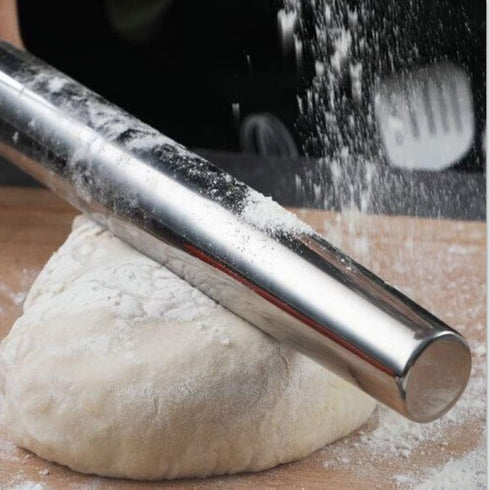 Smooth Stainless Steel Rolling Pin for Baking Fondant, Pizza, Pie, Pastry, Pasta, Dough, Cookies (12.8in)...