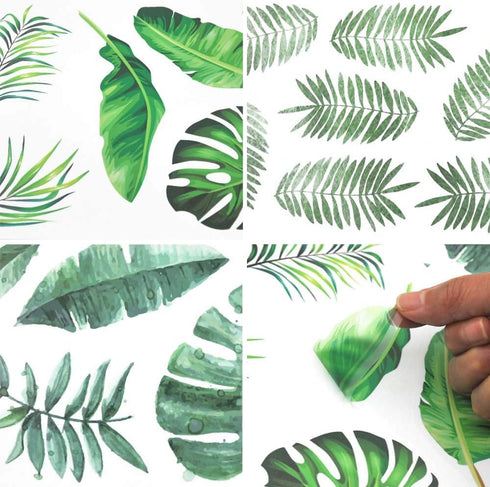 Leaf Wall Decals, H2MTOOL 64 PCS Removable Tropical Plants Tree Leaves Stickers for Kids Nursery Room Decor...