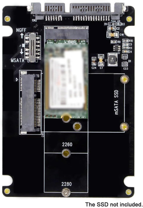 Cablecc Combo M.2 NGFF B-Key & mSATA SSD to SATA 3.0 Adapter Converter Case Enclosure with Switch...