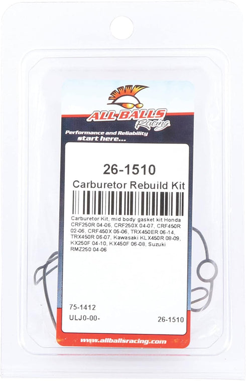 All Balls Racing Carburetor Kit, mid body gasket Kit 26-1510 Compatible With/Replacement For Honda CRF250R 2004-2006, CRF450R 2002-2006, CRF450X 2...