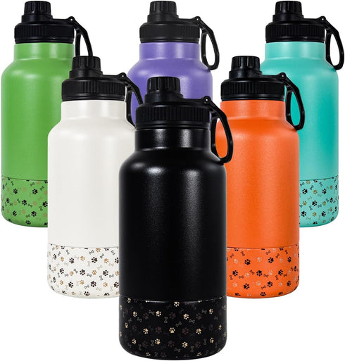 AGH Dog Water Bottle, 32oz Portable Dog Water Bottle with Detachable Bowl Food Feeding, Double Wall Vacuum Flask Stainless Steel Dog Travel Water ...