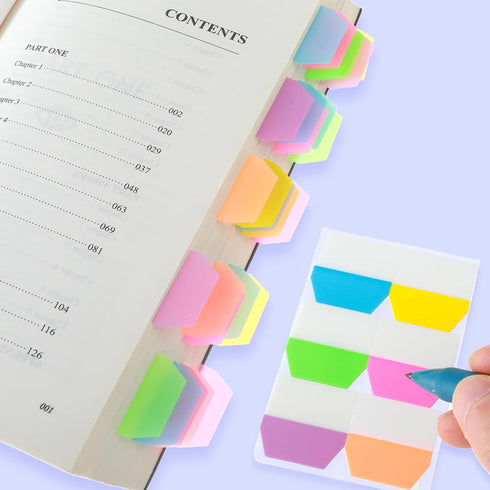 600Pcs/5 Packs Sticky Index Tabs Flags, Fluorescent Writable Sticky Index Tabs Self-stick File Tabs Flag Filing Tabs Page Markers Note Index Marke...
