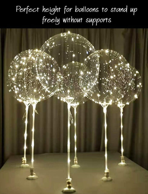 Clear Transparent Balloon Sticks and Stands 10pc set, holders, reusable balloon sticks for table top use with LED Bobo Balloon, for wedding decor,...