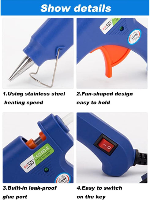 Mini Hot Glue Gun with 30 Refill Sticks, Professional Tool with Stand...