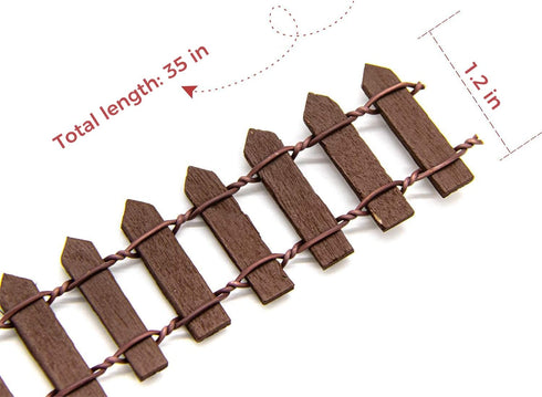 AUEAR, 2 Pack 35 Inch Long Mini Fairy Garden Fence Wood Ornament Wooden Decorative Picket Fence for DIY Crafts Project (Brown, 2-Pack)...