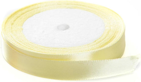 Solid Color Satin Fabric Ribbon for Craft, Gift Wrapping, Hair Bow, Wedding Deco … (Light Yellow, 1" x 25 Yards)...