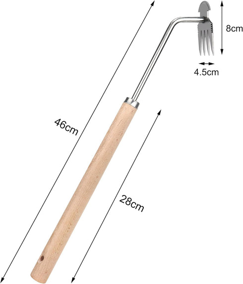 Hand Weeder Tool Weed Puller Tool Uprooting Weeding Tool, Stainless Steel Forged Weed Puller 4 Teeth Dual Heads Weeder Weeding Rake, Garden Tool f...