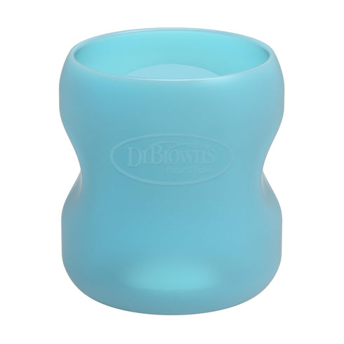 Dr. Brown's Options+ Wide-Neck Glass Bottle Sleeve, 100% Silicone, Blue, BPA-Free, 5 oz, 1-Pack...