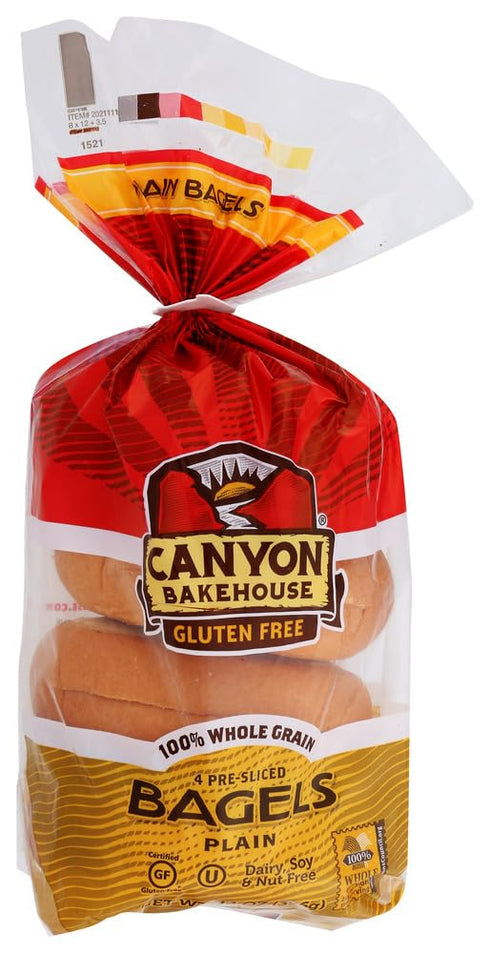Canyon Bakehouse Gluten-Free Presliced Plain Bagels (4 Bagels Per Pack)...