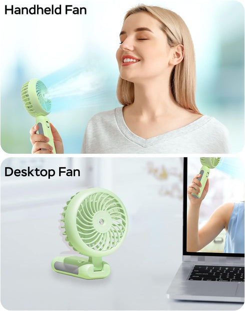 Portable Handheld Misting Fan, 4000mAh USB Rechargeable Personal Foldable Fan with Water Tank Battery Operated Spray Water Mist Fan Makeup Small F...