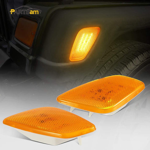 Partsam Driver and Passenger Park Signal Side Marker Lights Lamps Assembly for Wrangler TJ 1997-2006 Side Marker Corner Lights Signal Lamps Left &...