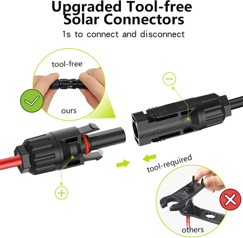 Solar Connectors for 2-3-4 Solar Panels, Tool-free Solar Panel Wires and Connectors, Waterproof Solar Cable Splitter, 2 to 6 Y Branch Parallel Ada...