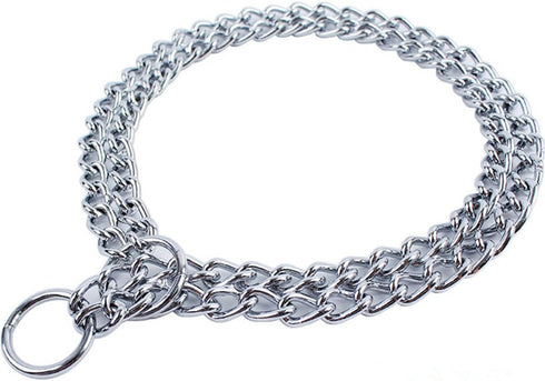 Dog Chain Collar Pet Iron Metal Double Chain Row Neck Leash Gear Choke Chain Walking Training for Small Medium Large Dogs,45cm...