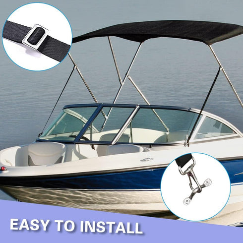 2 PCS Adjustable Heavy Duty Bimini Top Straps,Marine Grade Double Snap Hook Strap+ Pad Eye Straps,28"~60" Stainless Steel Boat Awning Hardware Acc...