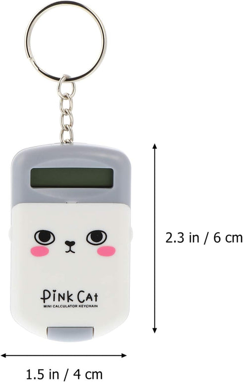 2pcs Mini Calculator Keychain Portable Cute Cartoon Calculator Electronic Pocket Calculator with Key Ring for Children Students School Supplies Ke...